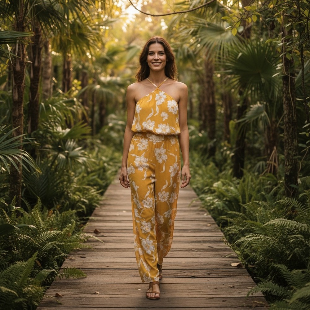 Show Me Your Mumu Jennifer Jumpsuit Yellow Floral Halter Wide Leg Small NEW‎